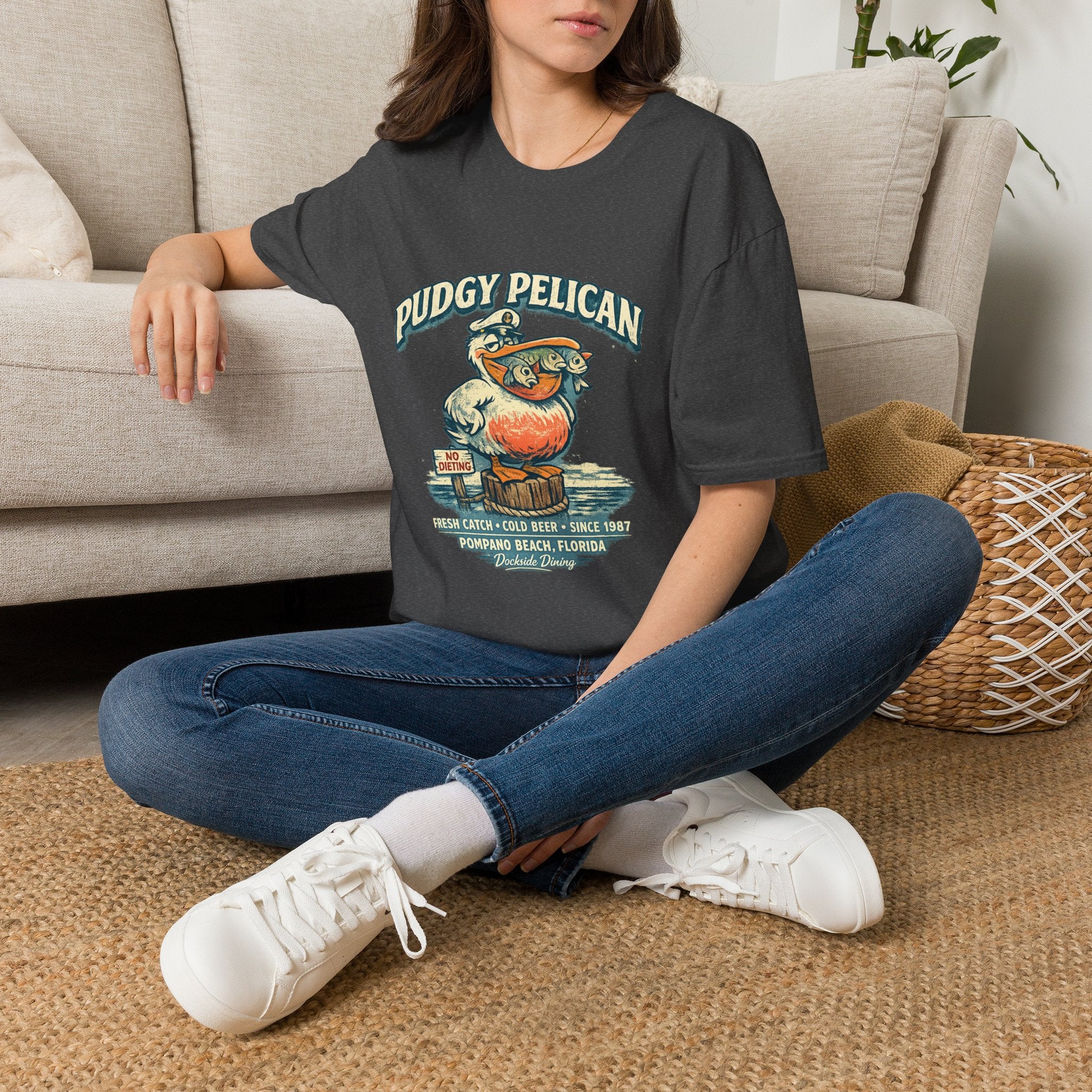 Pudgy Pelican Graphic T-Shirt — Vintage Beach Bird Tee