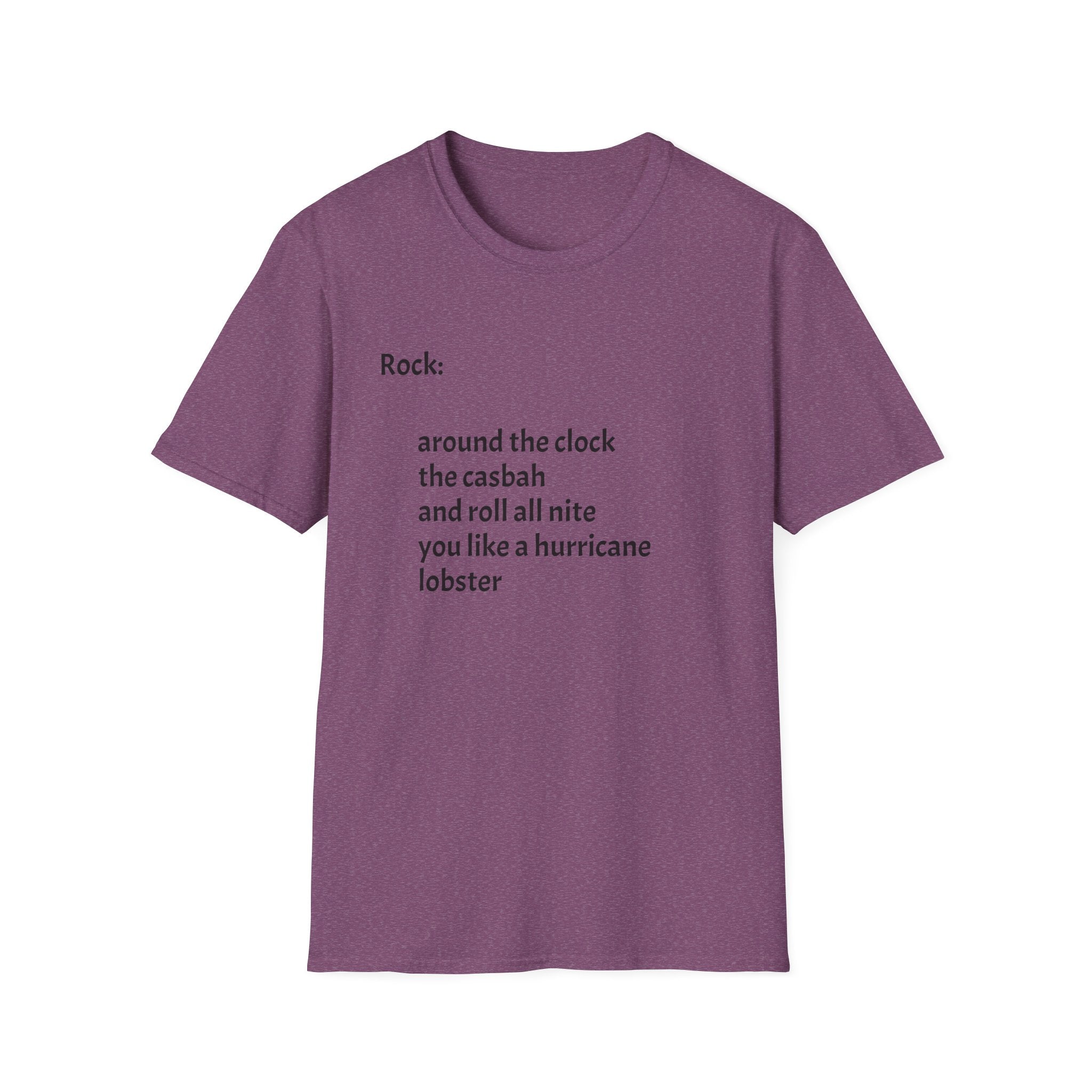 Lyrics Tee — Minimal 'Rock: around the clock the casbah' Song Lyric T-Shirt