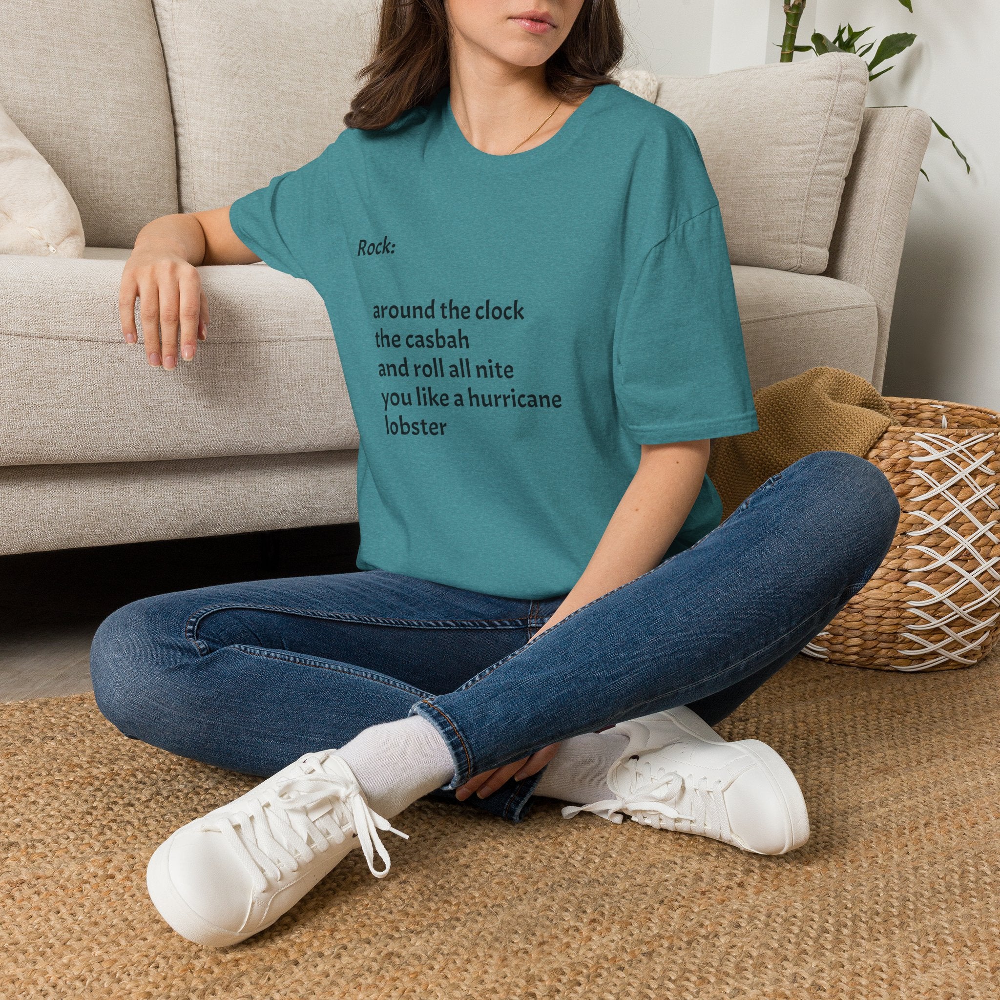 Lyrics Tee — Minimal 'Rock: around the clock the casbah' Song Lyric T-Shirt