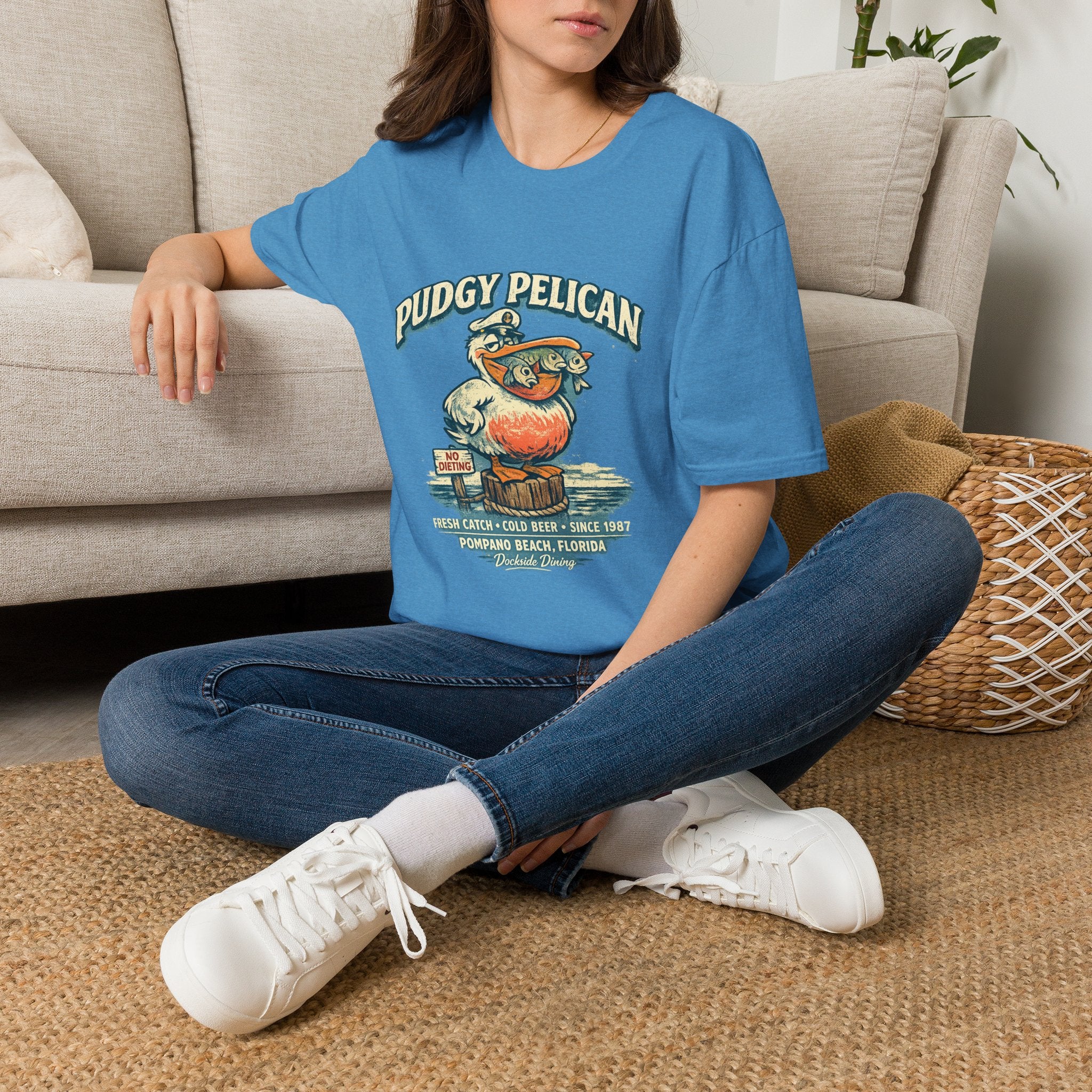Pudgy Pelican Graphic T-Shirt — Vintage Beach Bird Tee