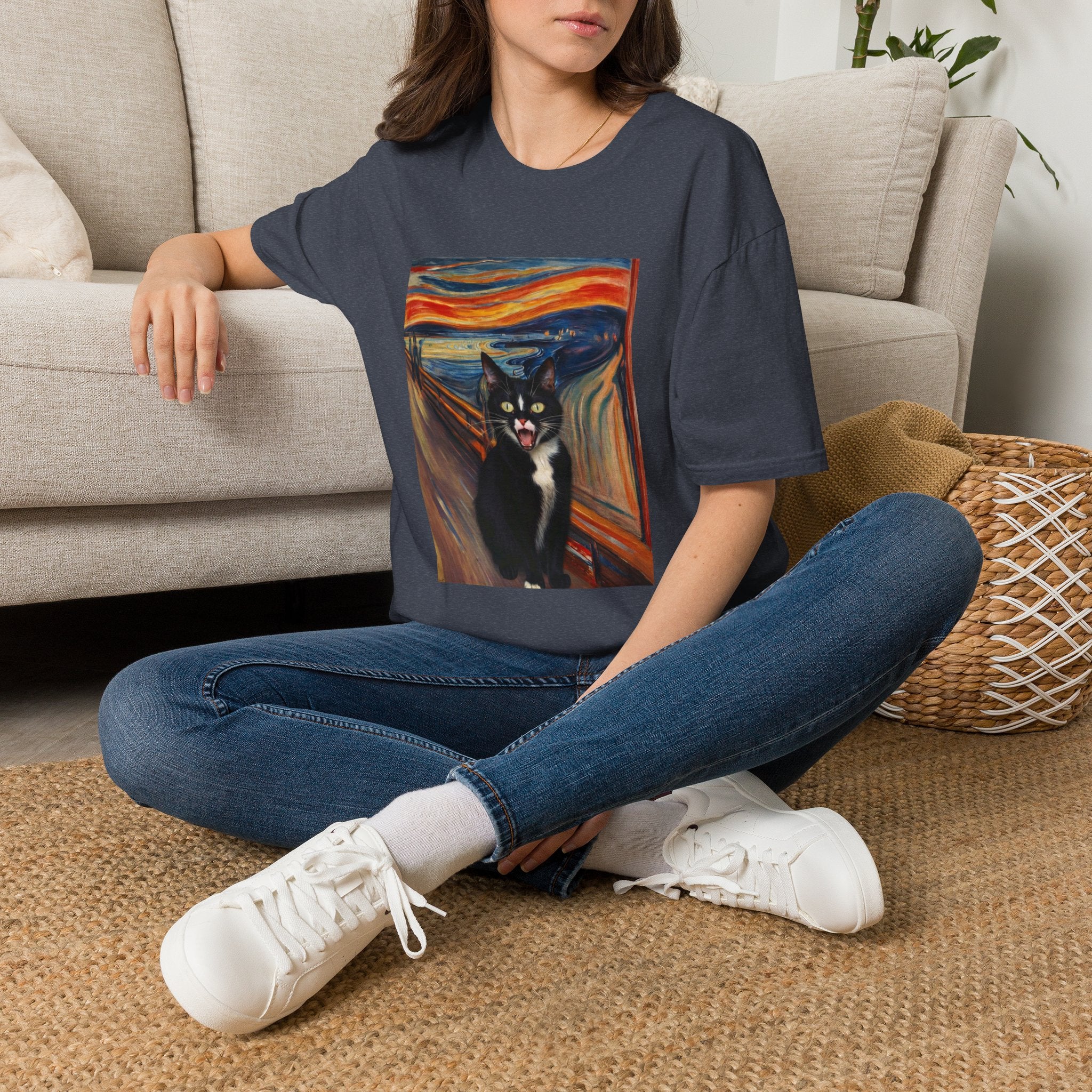 The Scream Cat T-Shirt - Funny Edvard Munch Parody Tee, Cat Art Shirt for Men & Women