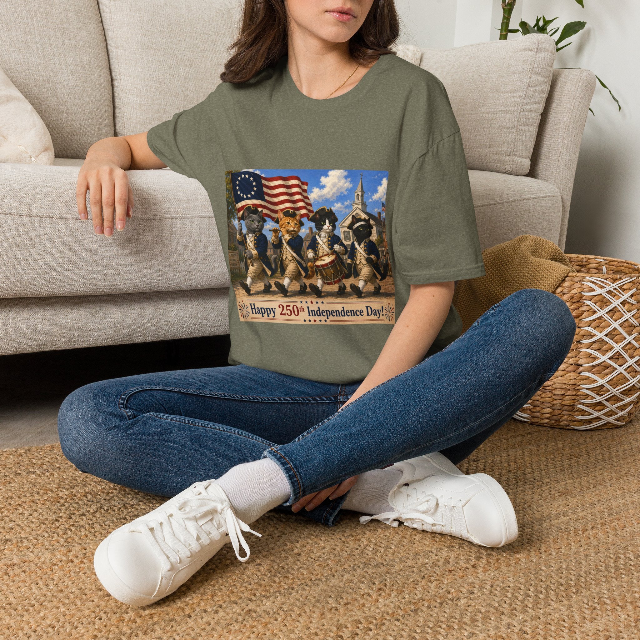 Patriotic Cats 4th of July T-Shirt — Happy 250th Independence Day Design