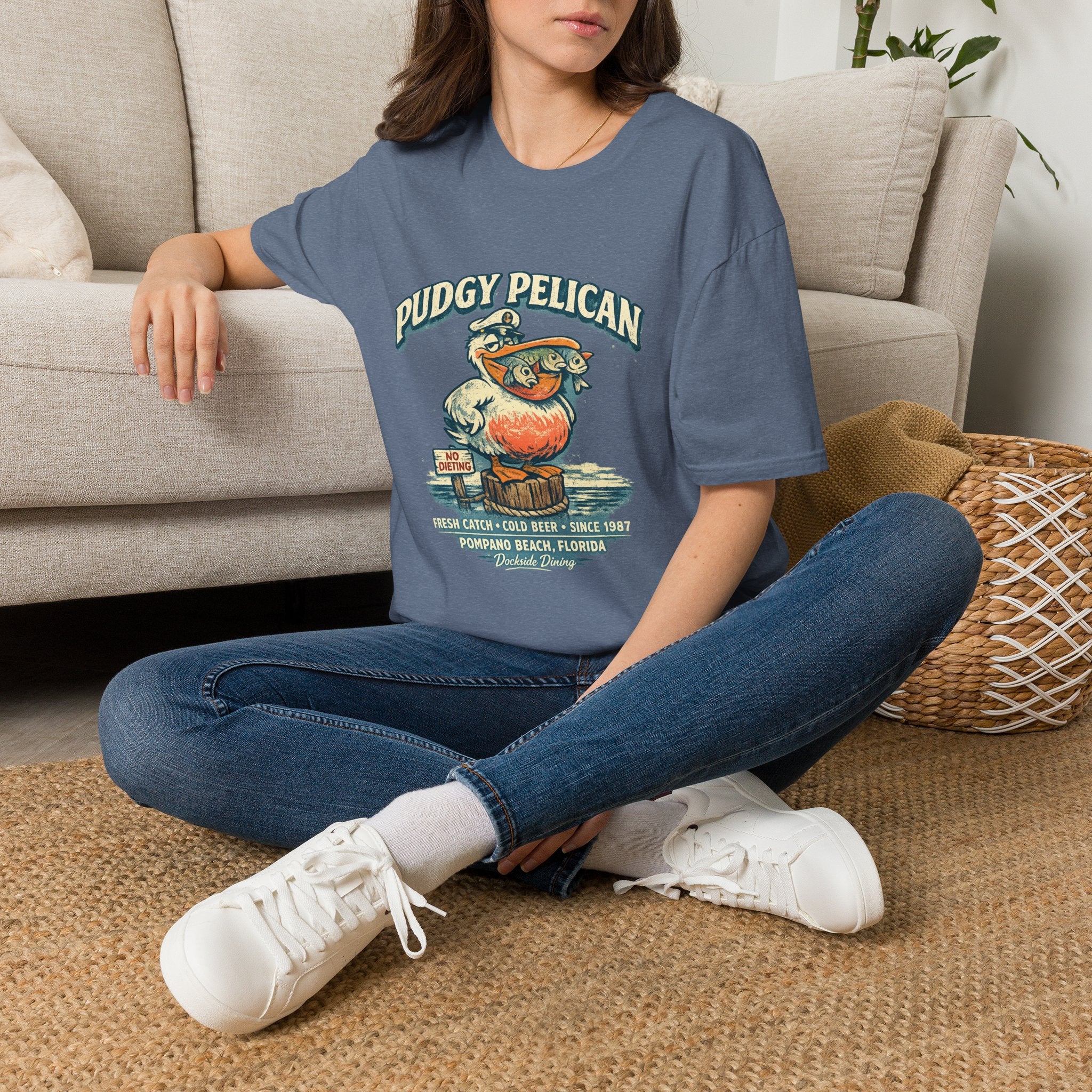 Pudgy Pelican Graphic T-Shirt — Vintage Beach Bird Tee
